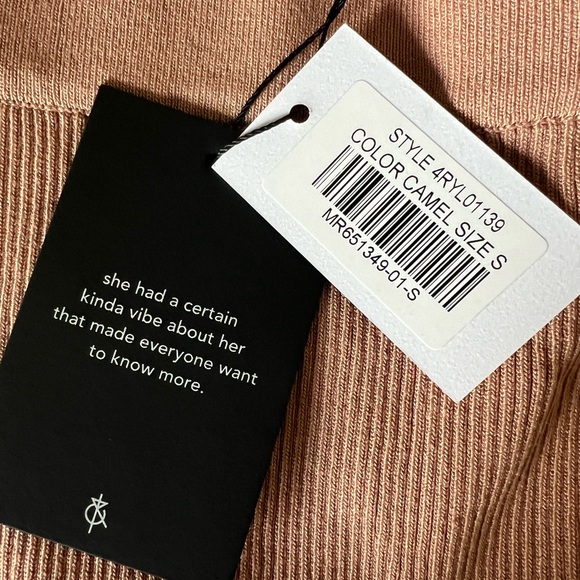 NWT | Iris Tan Ribbed Knit Faux Wrap Midi Skirt - Picture 6 of 9